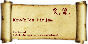 Kovács Mirjam névjegykártya